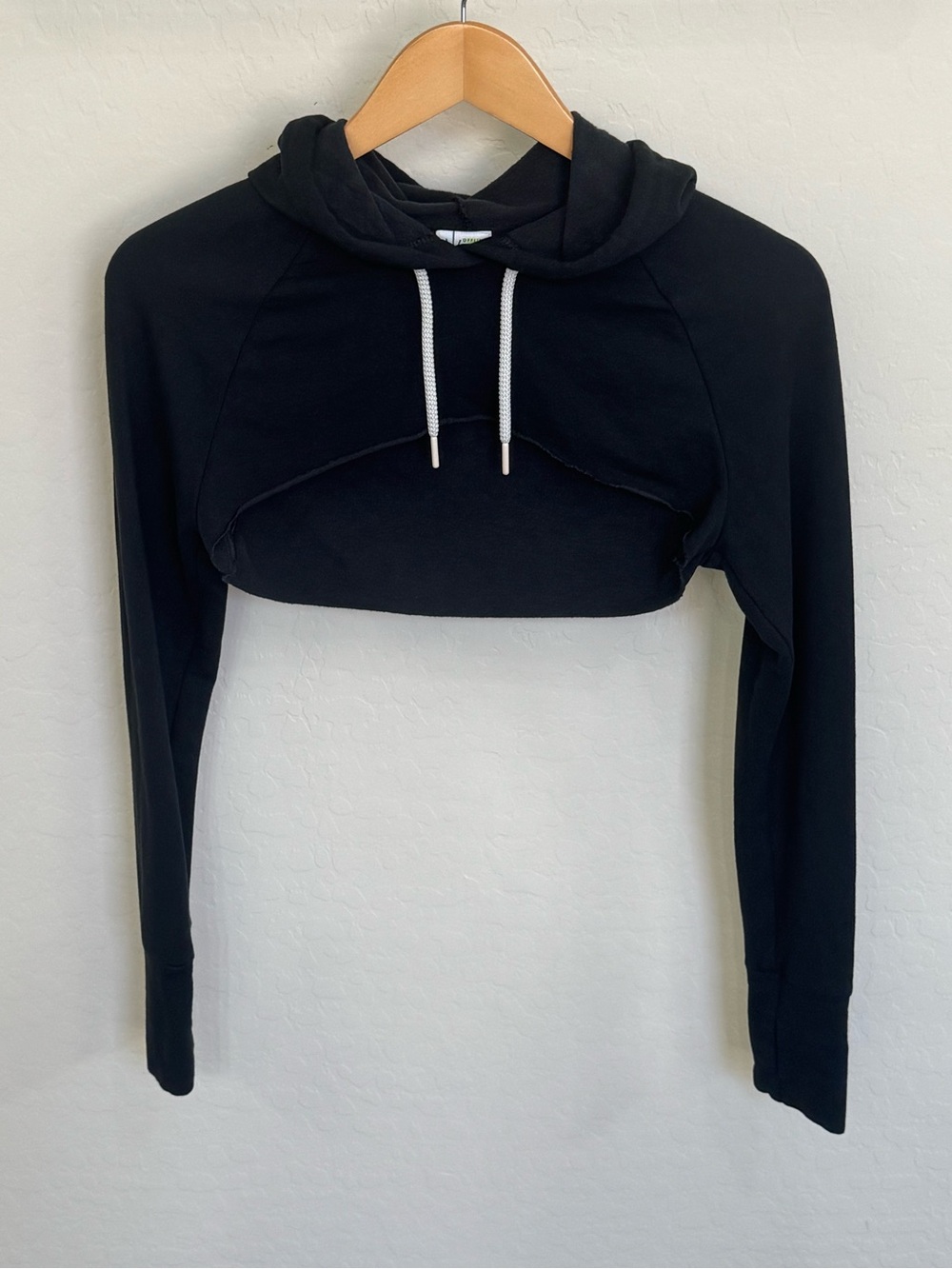 Aerie OFFLINE OTT Fleece Super Cropped Hoodie Shrug Black Size XS